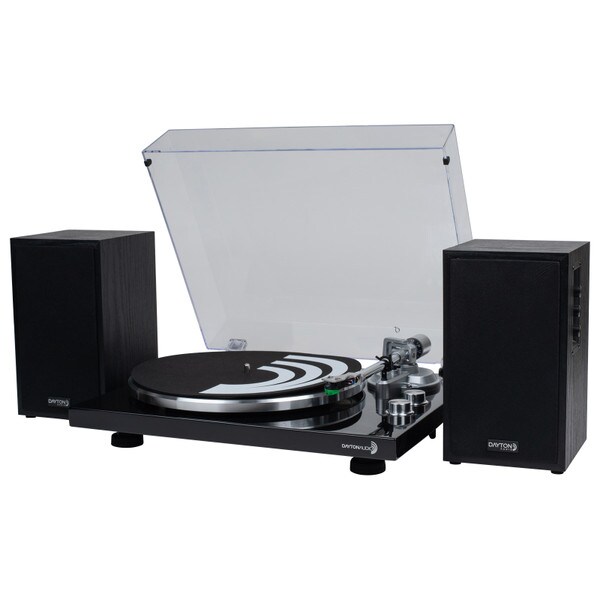 Main product image for Dayton Audio Classic 4" Powered Bluetooth Bookshelf Speaker Pair and Turntable Bundle Black300-3650